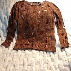 MODA Int Copper & Brown Glitter Sweater